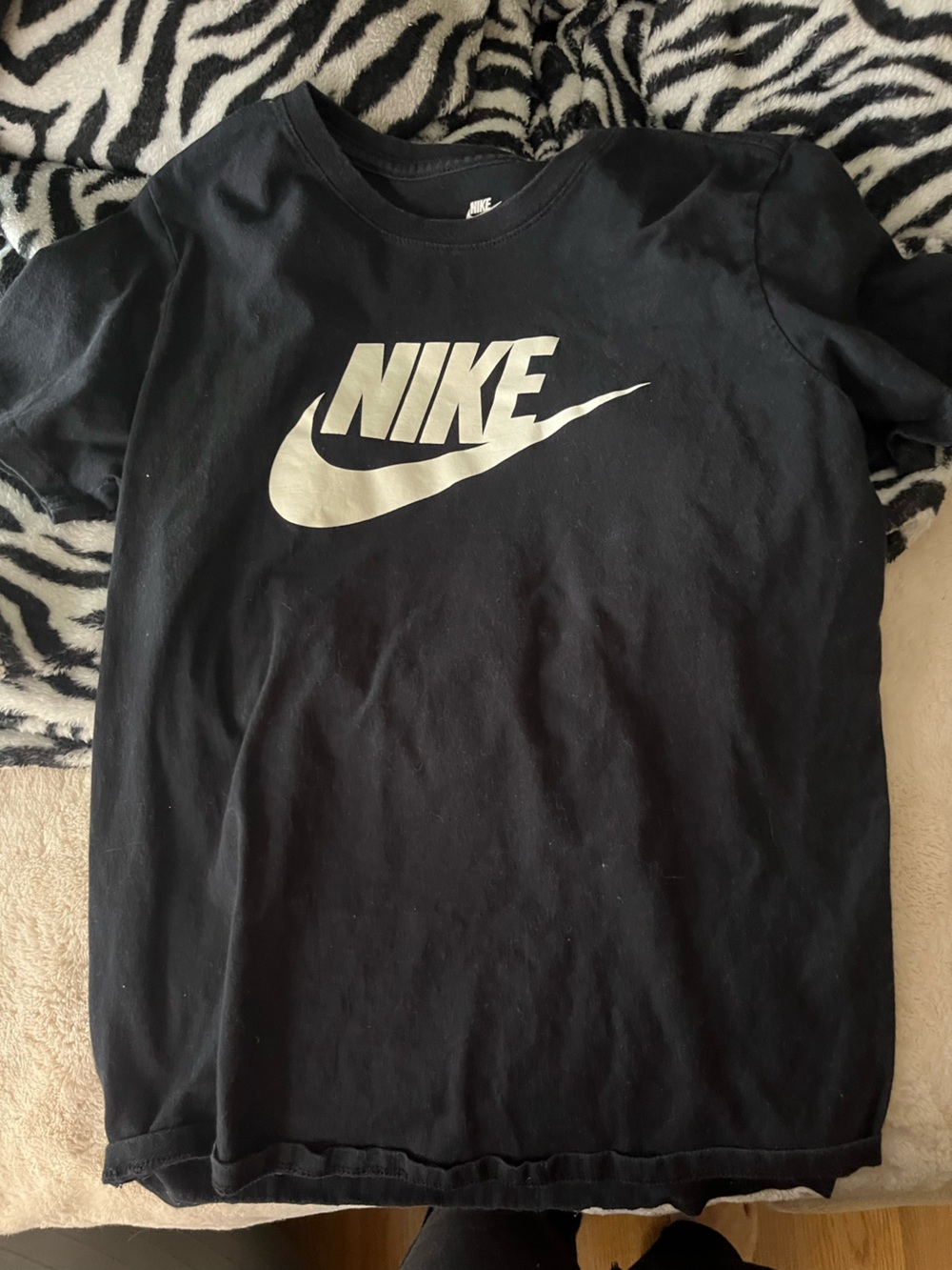 Nike Black shirt with Large White Swoosh Logo
